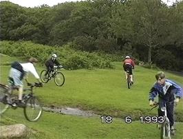 The youngsters ride around on the grass at Shipley Bridge